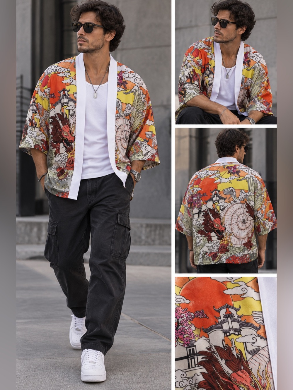 MENS KIMONO STYLE TOP - Picture 1 of 3